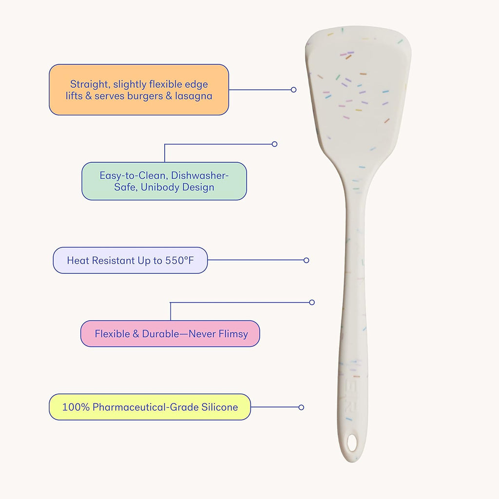 GIR: Get It Right Silicone Turner - Non-Stick Heat Resistant Silicone Spatula Turner for BBQs & Cookouts - Lifts, Flip, and Transfer Food Items - 13 Inch, Sprinkles