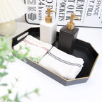 Black Decorative Tray with Handles, Octagon Versatile Serving Tray for Coffee Table, Ottoman, Ideal for Serving, Displaying, Organizing