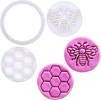 BAKERLOGY Queen Bee - Mini 2" Cookie Cutter & Stamp Set - Honey Bee & Honeycomb Design for Easter & Spring Cookies, Cupcakes & Fondant Decorations