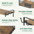 EsLuker.ly Coffee Mug Cup Holder Tree Bar Station Organizer for Countertop, Multi-Functional 2 Tier Mug Stand Rack for Kitchen, Storage Shelf with 12 Hooks, Vintage Brown-Black(Patented Design)