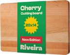 Riveira Cherry Wood Cutting Board – Gourmet Black Cherry Grandeur: 20 x 14 Wooden Cutting Board – Wooden Cutting Boards For Kitchen Decorative – Innovative Juice Grooves Cherry Wooden Chopping Board