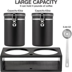Yangbaga Ground Coffee Storage Container with Shelf, 2×63OZ 304 Stainless Steel Coffee and Sugar Container,Airtight Coffee Canisters with Scoop, Food Storage Jars for Kitchen,Nuts,Tea,Sugar