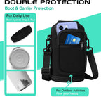 64oz Water Bottle Stainless Steel - with Paracord Handle, Straw & Auto Spout Lids, Shoulder Carrier Bag & Insulated Bottle Protective Boot, Sweat-Proof Half Gallon Metal Insulated Flask Wide-mouth