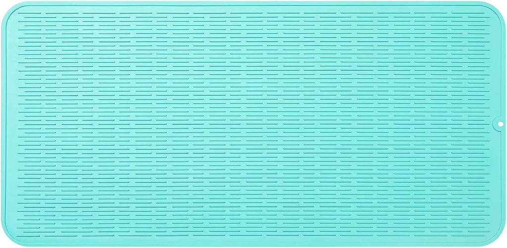Silicone Dish Drying Mat for Multiple Usage,Easy clean,Eco-friendly,Heat-resistant Silicone Mat for Kitchen Counter or Sink,Refrigerator or Drawer Liner Mint 5XL 36inches x 18inches