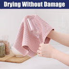 Homaxy Microfiber Waffle Weave Kitchen Dish Cloths, 12 x 12 Inch Ultra Absorbent and Solid Color Dish Towels for Kitchen Fast Drying Dishcloth for Washing Dishes, 12 Pack, Pink