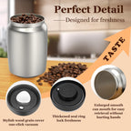 Vacuum Coffee Canister, Coffee Bean Storage with Scoop, 304 Stainless Steel Airtight Food Storage Container, Perfect for Coffee Beans,Grounds,Loose Leaf Tea,2400ml/32OZ (S+M+L)