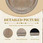 MAONAME Wood Serving Tray, Farmhouse Wooden Tray for Coffee Table, Oval Beaded Trays, Washed White Decorative Trays for Living Room, Kitchen, 15" X 9" X 1.2"