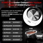 IKAPE 51MM Espresso Distributor, Dual-Bearing & High-Speed Rotation Coffee Distributor, Coffee Leveler, Espresso Tamper Tool, Adaptive Height Coffee Leveler