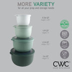 COOK WITH COLOR Prep Bowls with Lids- Wide and Deep Nesting Plastic Small Mixing Bowl Set with Lids, 8 Piece Set - Deep Bowls, Sage