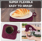 Oven Mitts and Pot Holders Set, Pack of 4, Heat Resistant Silicone Kitchen Mini Oven Mittens for 500 Degrees, Mini Oven Gloves and Hot Pads for Baking Grilling Barbecue Microwave Machine Washable