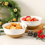 Hasense Ceramic Serving Bowls Set, 60 oz Deep Salad Bowls for Kitchen, 8.5 Inch White Serving Dishes for Christmas Entertaining, Ideal for Soup, Pasta, Side Dishes, Dishwasher Microwave Safe