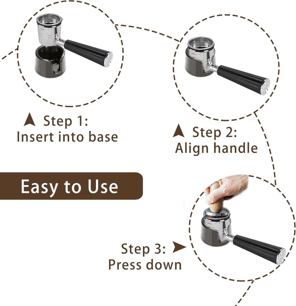 Coffee Tamper Base Compatible with Ninja Espresso Machine ES601/ES701,Handheld Portafilter Support Stand For Ninja Cafe Luxe,Anti-Slip Coffee Accessories Improves Tamping Stability & Extraction Black