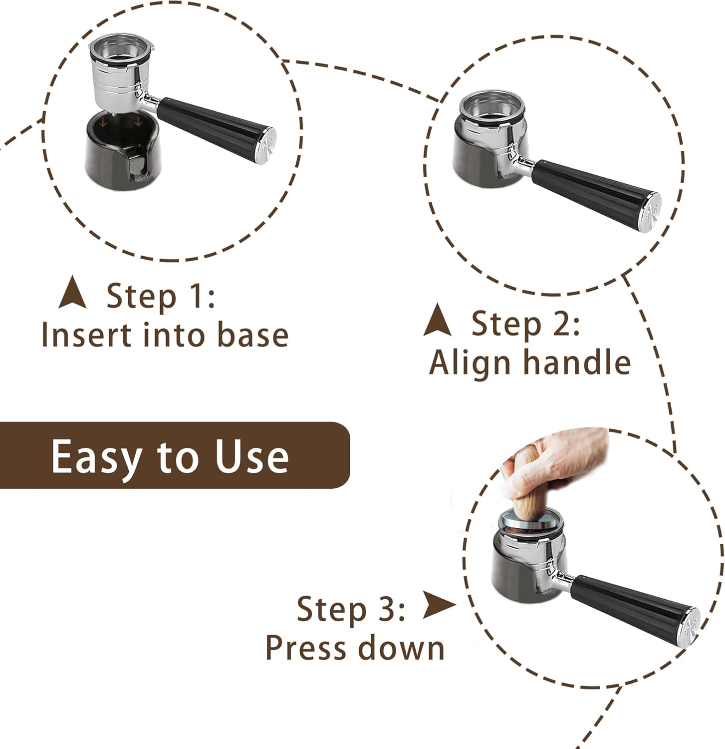 Coffee Tamper Base Compatible with Ninja Espresso Machine ES601/ES701,Handheld Portafilter Support Stand For Ninja Cafe Luxe,Anti-Slip Coffee Accessories Improves Tamping Stability & Extraction Black