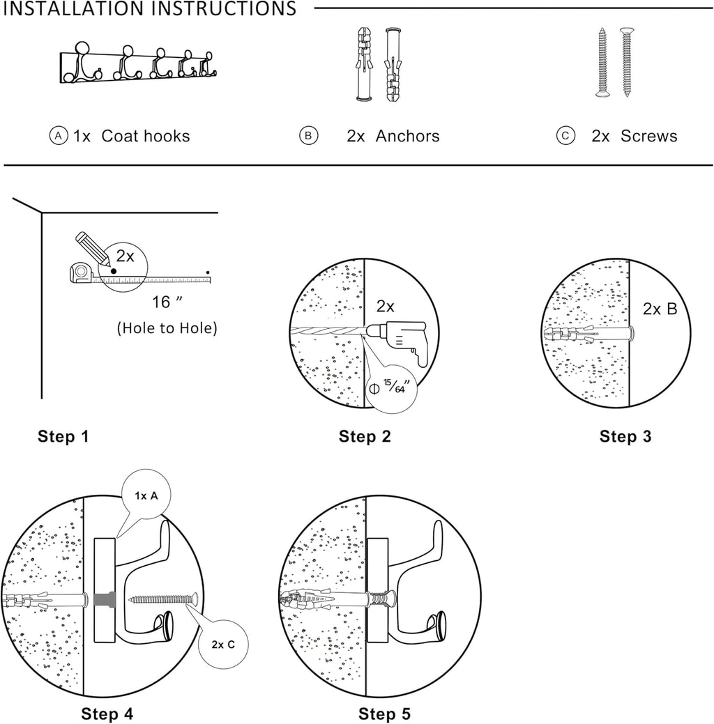 SKOLOO 30-Inch Wood Coat Rack Wall Mount with 5 Triple Hooks - Ideal for Family Entrances, Classrooms, and Pet Supplies Storage - Perfect Coat Hooks for Wall,Mahogany (Sapele)