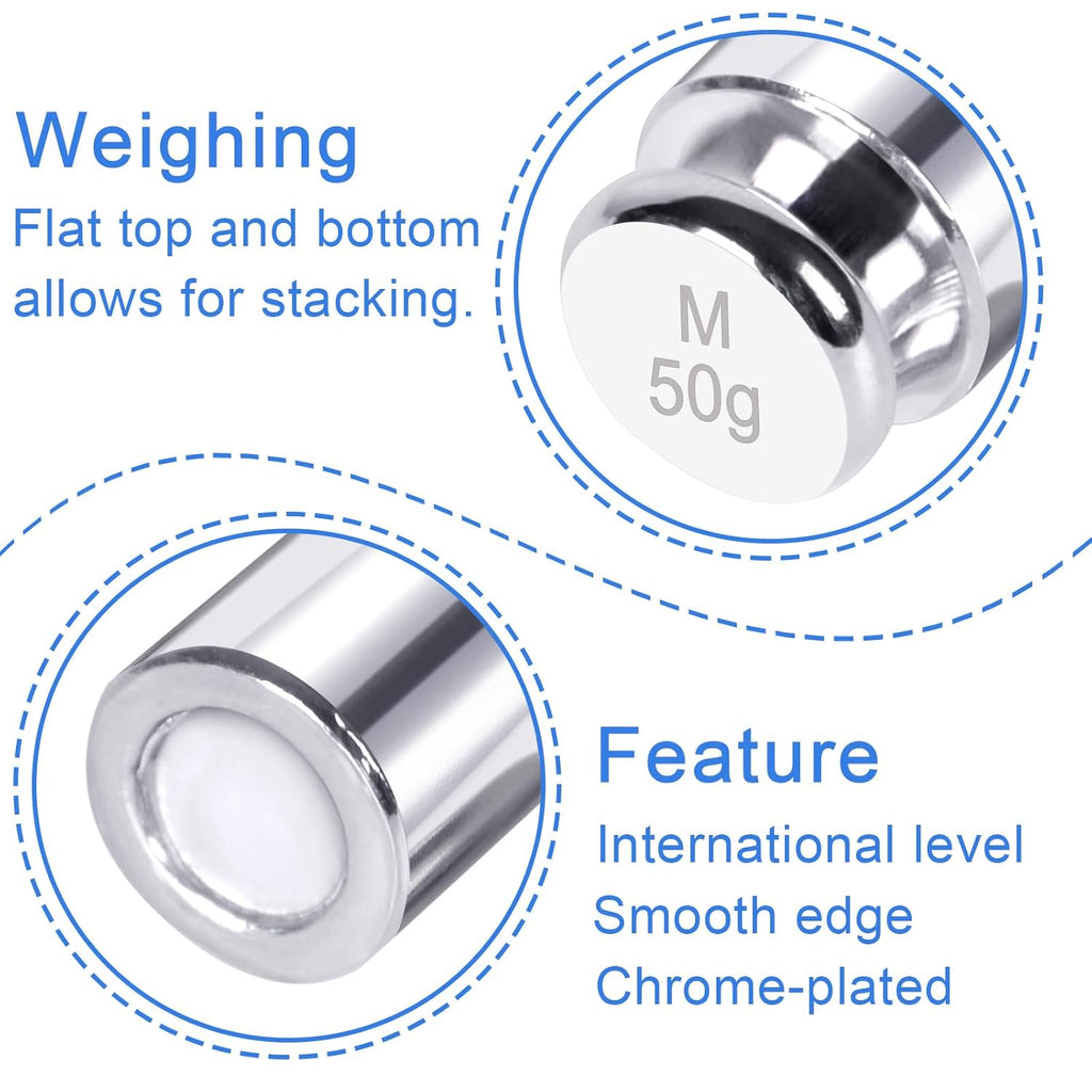 QP Calibration Weights, 50 Gram Scale Weights, OIML Class M1 High Precision Stainless Steel Scale Balance Weights with Chrome Finish, Calibration Weights for Digital Scale, Kitchen Scale, Pocket Scale
