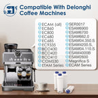 DLSC002 Water Filter Replacement Compatible With Delonghi Coffee Machine Filter Activated Carbon Softener For De'longhi Magnifica evo, Dinamica, Eletta, ECAM, ESAM, ETAM, Bco410/420, Ec680/800, 2 Pack