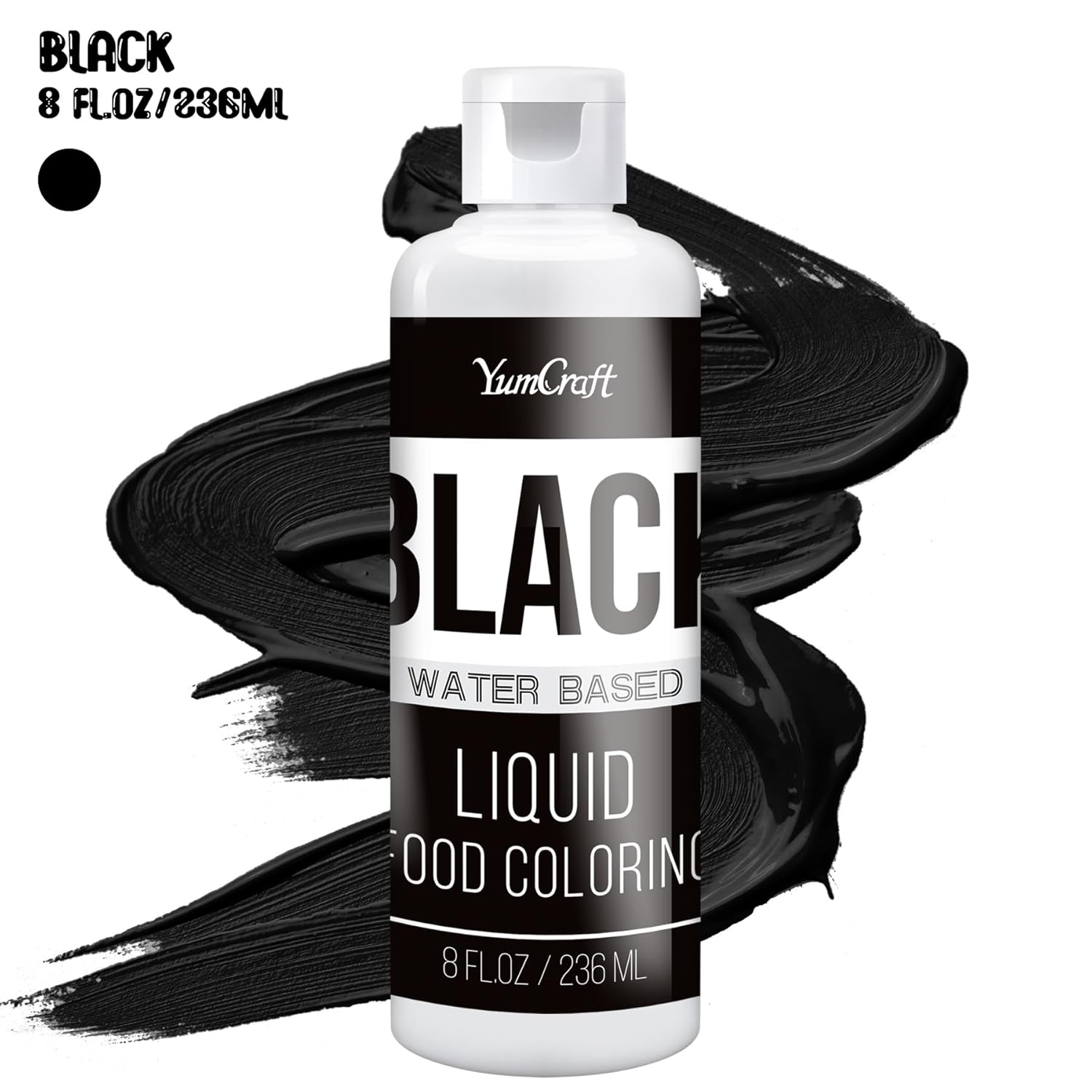 Food Coloring Liquid - Vibrant Color Food Coloring for Cake Decorating, Baking, Easter Egg, Icing - Tasteless Food Color Dye for Fondant, Cooking, Slime, Airbrush (Black, 8 Fl.oz)