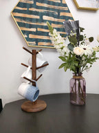 Dorhors Mug Holder Tree,Coffee Cup Holder with 6 Hooks, Wood Mug Rack for Counter,Coffee Bar Accessories and Orgnizer Station(Brown)