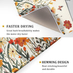 Fall Orange Wildflower Dish Drying Mat for Kitchen Counter,Autumn Floral Butterflies Drying Mat 18 x 24 Inch with Absorbent Reversible Microfiber Dish Drying Pad Dish Pad for Coffee Bar