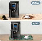 Rnivvi Coffee Mat, 12" x 19" Cute Coffee Bar Mats for Espresso Machine Station Accessories and Organizer, Hide Stain Rubber Backed Absorbent Dish Drying Pad for Kitchen Counter, Gentle Forest Flowers
