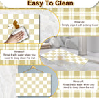 Dish Drying Mat for Kitchen Counter, 16.5’’ X 27.6’’ Checkered Large Coffee Station Mat, Super Absorbent Fit Under Coffee Maker Pad, Espresso Machine Mats, Drainer Mat Easy Clean, Beige & White