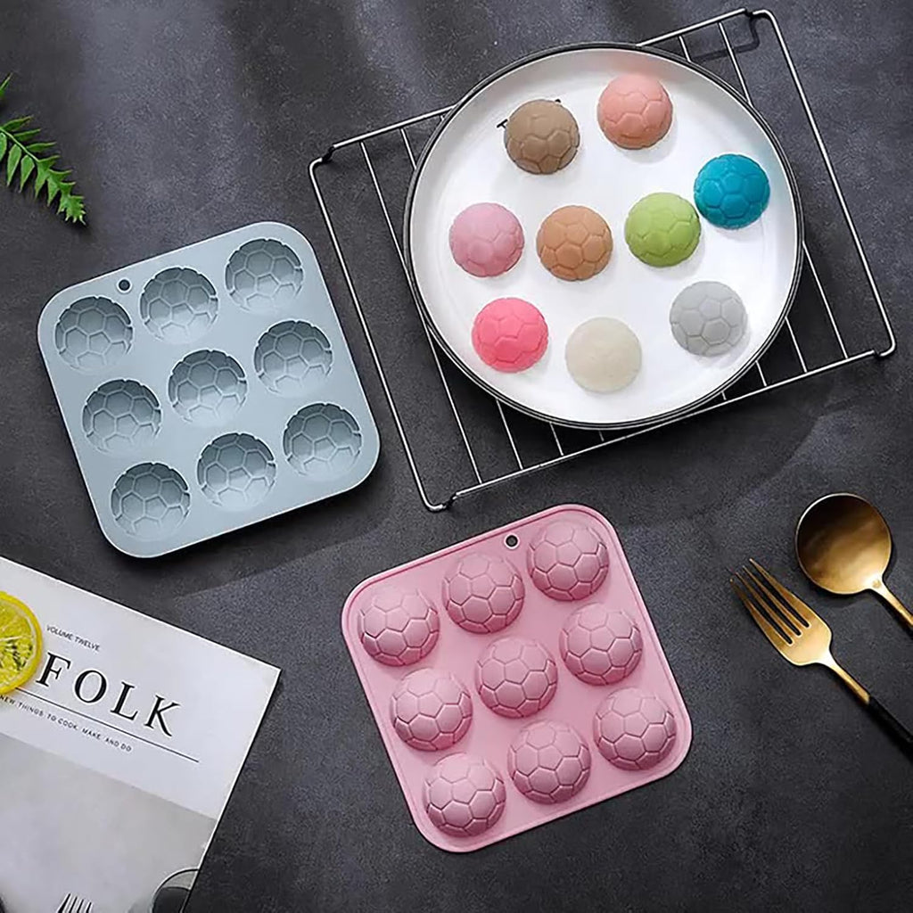 Soccer Chocolate Mold Set Silicone Baking Molds with Football, Goal, Reusable for Sports Party Treats, Birthday Cakes & Cupcakes - 2 Pack