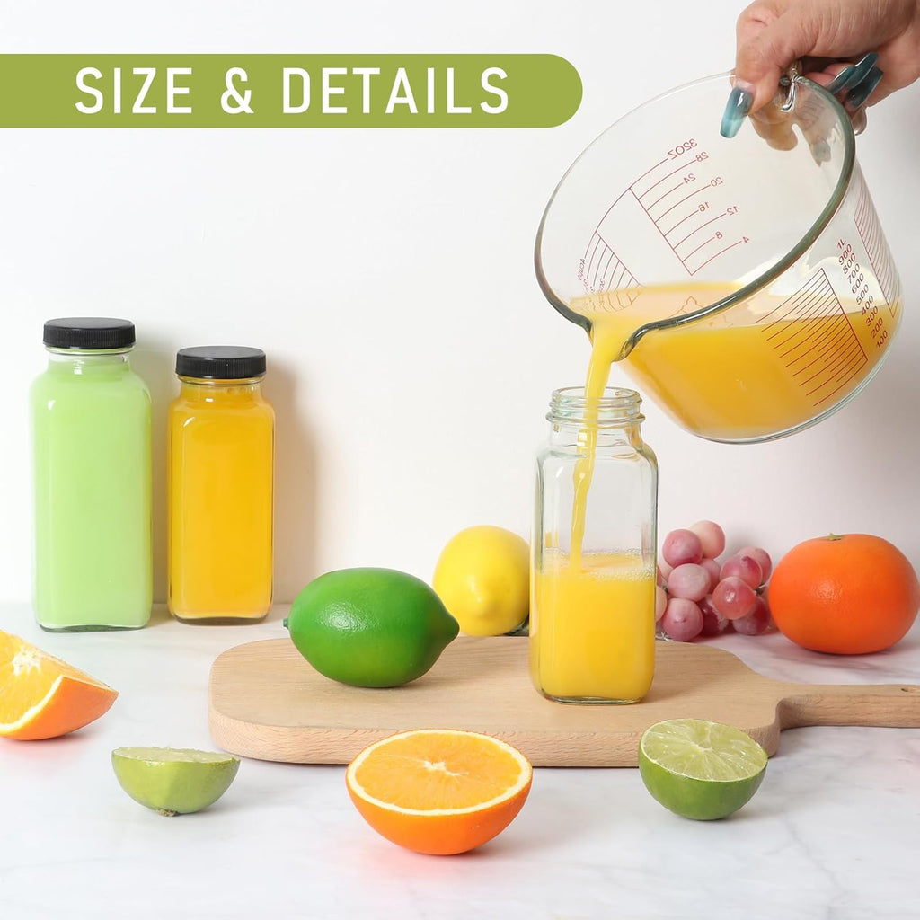 8 oz Glass Juice Bottles with Lids 12 Pack,Reusable Water Bottle,Juicing Bottles for Smoothies, Milk, Storage, Small and portable