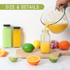 8 oz Glass Juice Bottles with Lids 3 Pack,Reusable Water Bottle,Juicing Bottles for Smoothies, Milk, Storage, Small and portable