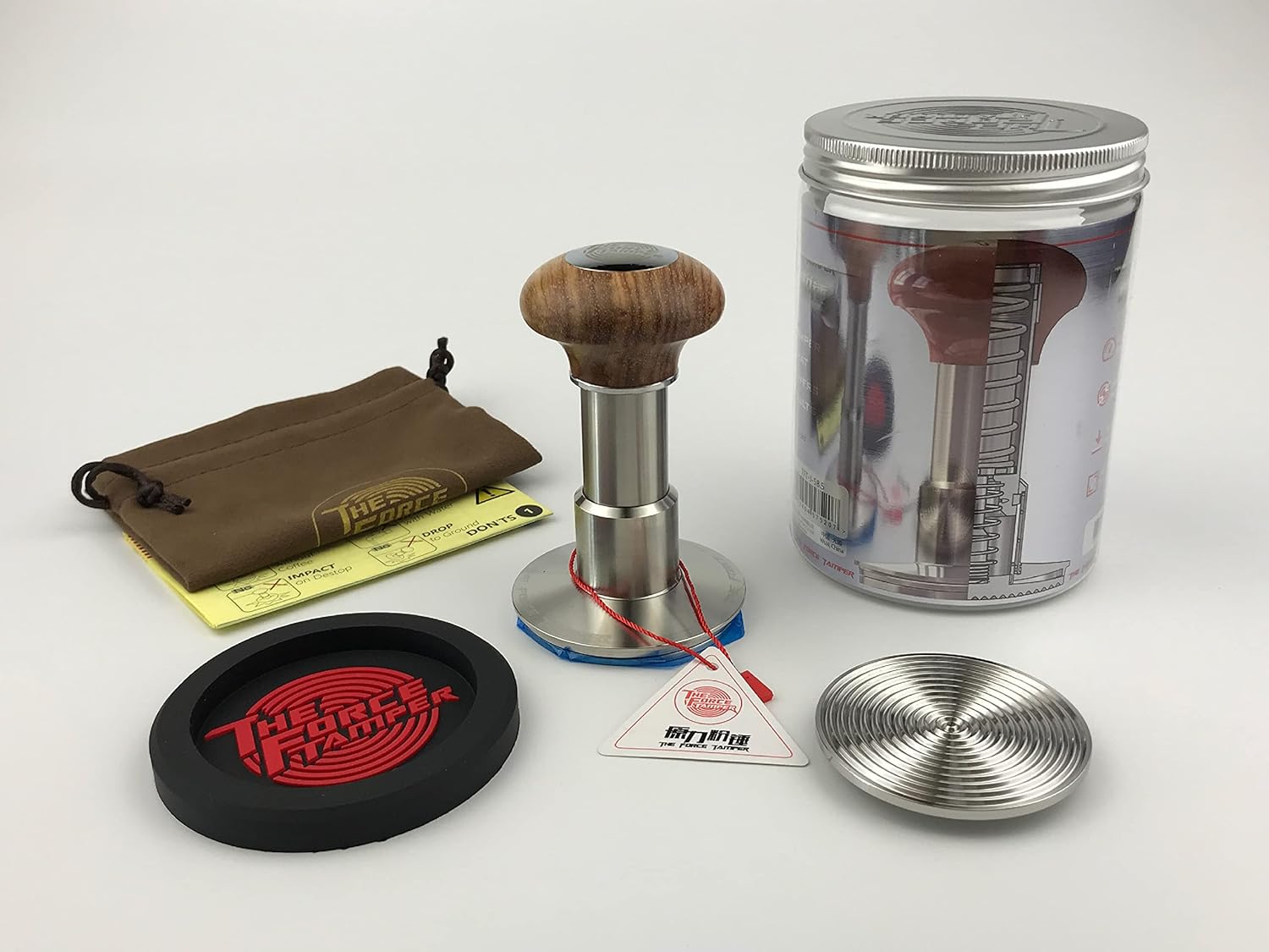 The Force Tamper-Espresso Coffee Tamper Coffee Press Tool Food Grade Stainless Steel Base Extend Set (Jelly, 58.50mm)