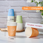 LITOPAK 1200 Pack 5 oz Paper Cups, Colorful Samll Disposable Paper Bathroom Cups for Parties, Travel, and Events