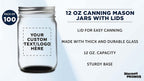 DISCOUNT PROMOS 100 Decorating Mason Jars Set, 12 oz. - Customizable Text, Logo - Canning, Aluminum Lid - Black