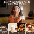 Coffee Mug Warmer, Candle Tank Warmers，Auto Shut Off,9 Temperature Settings and 1-12 Hour Timer to Keep Beverages Like Coffee, Tea, Water, Milk and Cocoa Warm.（Wood）