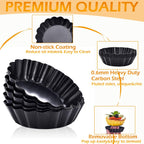 Mini Tart Pans Removable Bottom 3 Inch Tart Pan Nonstick Round Quiche Pan Heavy Duty Carbon Steel Small Pie Pan for baking, Set of 12