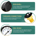 0-200psi Well Pump Pressure Gauge 1/4" NPT 2" Face Dial Size Lower Mount, Multifunctional Practical Dry Pressure Gauge, for Water, Oil and Air Compressor