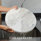 Koville African Natural Marble Cutting Board for Kitchen, 11inch Round Hand Crafted Marble Slab for Cheese, Charcuterie, Pastry Board - Wedding Gift, House Warming Gift(OYSTER WHITE)