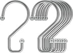 S Hooks, Small Metal S Hanging Hooks with 2 Shapes, Reversible, Heavy Duty, 3 Inch, Silver, 12 Pcs