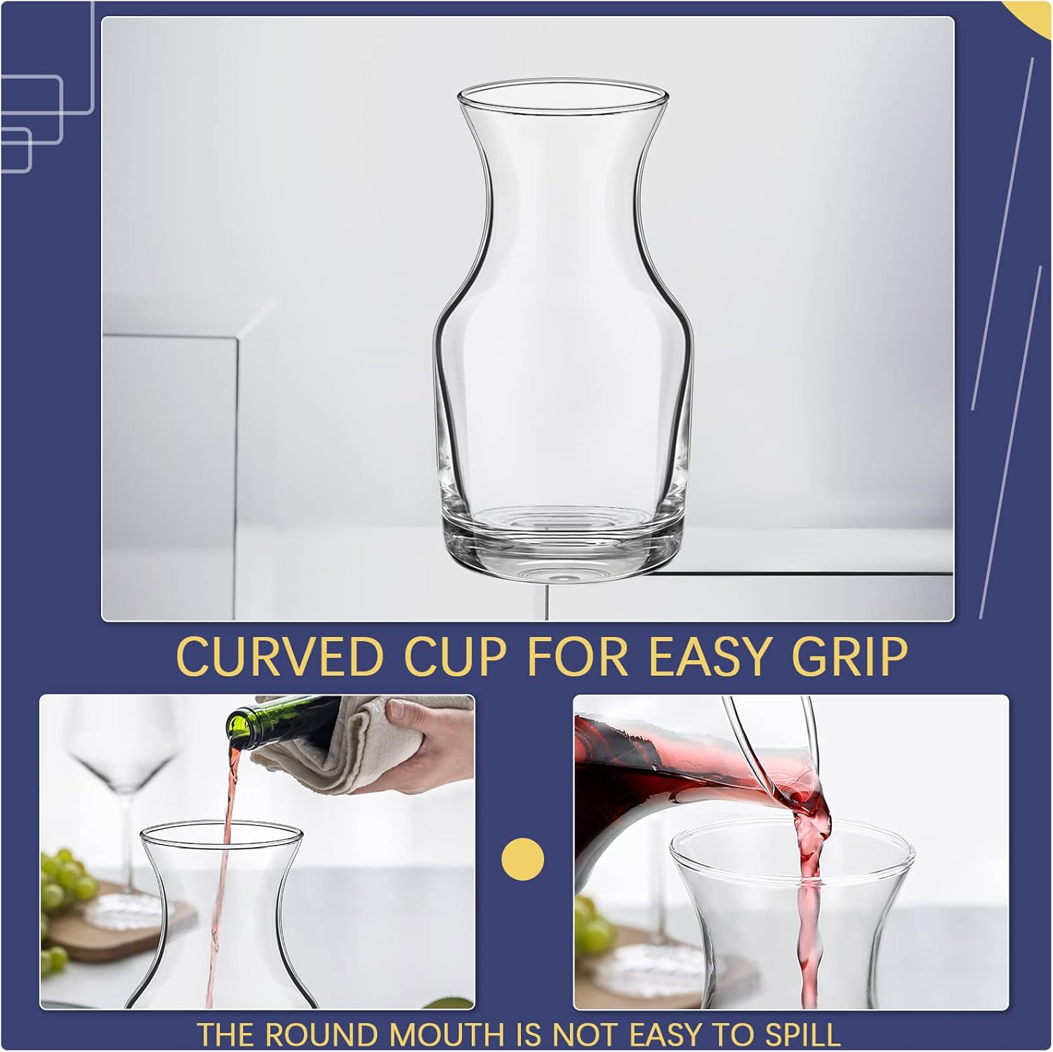 12 Pack Single Serving Wine Carafe Glass Small Mini Carafe Individual Wine Refill Decanter for Dinner Parties Tastings Bars Restaurants (6.5 oz)