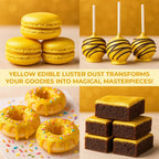 Luster Dust Edible Cake Decorations, Yellow Edible Luster Dust for Cupcake Decorations Edible Luster Dust for Drinks, Cake Drip, Yellow Fondant and Edible Paint for Cakes, Drink Glitter Edible Dust