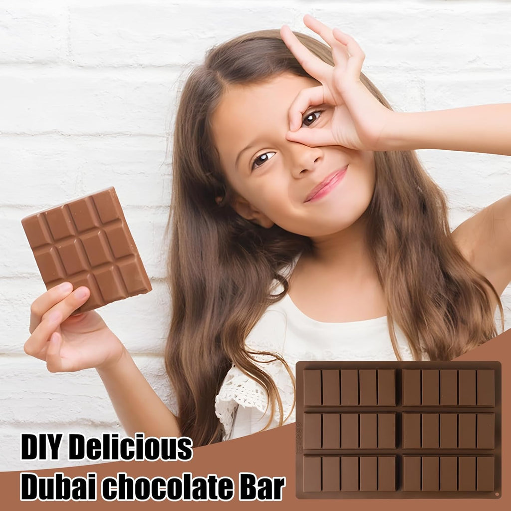 2 PCS Chocolate Molds, Candy Bar Mold, Silicone Deep Chocolate Bar Mold, Non-stick Eusable High and Low Temperature Resistant for Home-Made Chocolate (Rectangle)