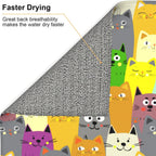 Charming Cat Dish Drying Mat, Highly Absorbent Microfiber Kitchen Counter Pad Reusable Washable, 16*18"