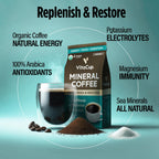 VitaCup Mineral Coffee with Trace Minerals, Hydrate, Replenish & Restore w/All Natural Sea Minerals, Electrolytes, Organic Coffee, Single Origin, Medium Dark Roast, Ground Coffee, 3 Bags 10oz Each