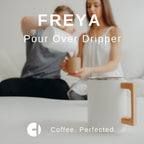 HASTINGS Pour Over Coffee Dripper - Stainless Steel Pour Over Coffee Filter, Metal Paperless Reusable Double Mesh Cone Filter with Wood Handle - Coffee Maker for Single Cup Brew up to 68 OZ (White)