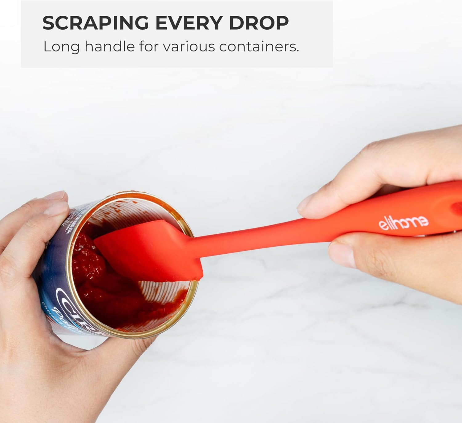 Elihome Mini Silicone Spoonula - Non-Stick Heat Resistant Silicone Scraper Spatula for Mixing, Serving, Scraping, Stirring, and More, 8.75 Inch, Red