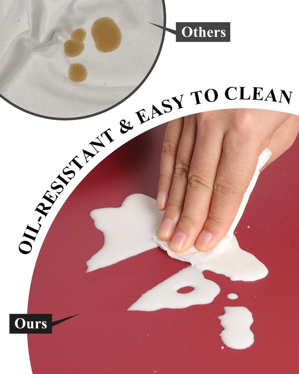 Wine Red Plastic Table Cover Protector, 24" x 48" Waterproof Easy Flat PVC Desk Pad Mat, 1.5mm Thick Rectangle Vinyl Table Top Protector for Dining Room Table, Office, Dresser