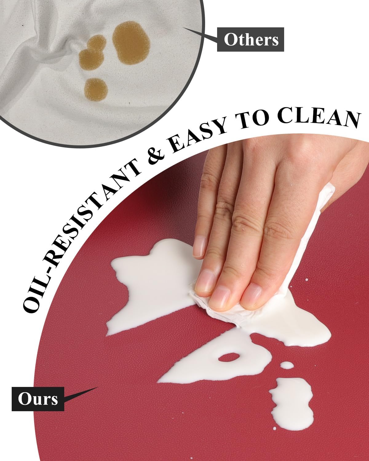 Wine Red Plastic Table Cover Protector, 42" x 60" Waterproof Easy Flat PVC Desk Pad Mat, 1.5mm Thick Rectangle Vinyl Table Top Protector for Dining Room Table, Office, Dresser