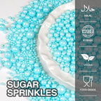 Blue Pearl Sprinkles for Cake Decorating, Edible Baking Candy, 150g/5.29oz Mix Size, Cake Topper Decorations, Cupcake, Ice cream for Kid's Birthday Christmas Party Valentine's Day