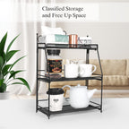 Uten Standing Spice Rack 3 Tier Metal Foldable and Durable Kitchen Rack for Countertop Kitchen Bathroom, Shelf Organizer, Standing Stainless Steel Tiered Shelf