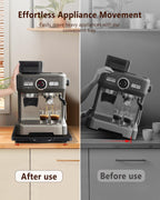 Appliance Slider, Sliding Tray for Coffee Maker, Coffee Pot Slider for Countertop, Kitchen Appliance Rolling Tray with Rubber Wheels,Large - Long, Black(12.5” x 16”)