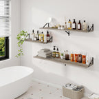 Dreamland Floating Shelves for Wall, 12 Inch Deep Floating Shelves Set of 2, 30W x 12D Large Wall Shelf with Sturdy Metal Brackets for Living Room, Bathroom, Bedroom and Kitchen, Grey