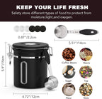 ShanSon Coffee Canister Airtight Coffee Container Stainless Steel Coffee Bean Storage Container with Scoop and See Through Window Coffee Canister for Beans Grounds Sugar Flour Tea Cereal,16OZ, Black